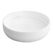 A white plastic continuous thread dome lid with a foam liner.