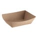 A brown paper tray on a white background.