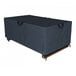 A rectangular sapphire blue protective cover designed for large fire pits, measuring 50 by 30 by 18 inches.