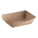 A brown paper tray on a white background.