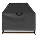 A black protective cover for a chaise lounge with a black handle.