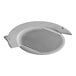 A white plastic blade cover with a grey round grill.