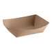 A brown paper tray on a white background.