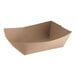 A brown paper tray on a white background.