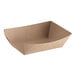 A brown paper tray on a white background.