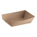 A brown Southern Champion paper food tray with a curved edge.