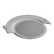 A grey round grill with a hole in the middle.