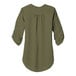 A back view of a women's olive green short sleeve blouse.