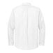 A close up of a Brooks Brothers white dress shirt with long sleeves.