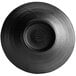 A black melamine bowl with a black circle in the middle and a black rim.