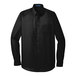 A Port Authority deep black long sleeve button down dress shirt.