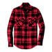 A Port Authority red and black plaid flannel shirt.