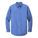 A Port Authority ultramarine blue long sleeve dress shirt.
