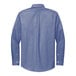 A Brooks Brothers cobalt blue pinpoint stretch dress shirt with a white background.