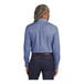 The back of a man wearing a Brooks Brothers cobalt blue long sleeve dress shirt.