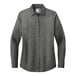 A Brooks Brothers women's long sleeve black pinpoint stretch dress shirt.