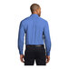 A man wearing a Port Authority ultramarine blue long sleeve dress shirt.