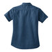 A Port & Company women's short sleeve denim button-down shirt in ink blue.