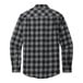 A unisex Port Authority black and grey plaid flannel shirt.