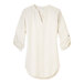 A white Port Authority chiffon blouse with short sleeves and a v-neck.
