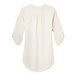A white Port Authority chiffon blouse with ruffles on the short sleeves.