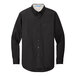 A black Port Authority long sleeve dress shirt with white accents.