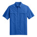 A medium unisex Port Authority blue short sleeve shirt.