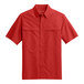 A small unisex Port Authority red short sleeve shirt.