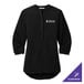 A black Port Authority tunic blouse with white text on it.
