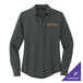 A Mercer+Mettle women's grey long sleeve camp blouse with an anchor logo on the chest.