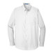 A white Port Authority long sleeve poplin dress shirt with a pocket.