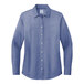 A Brooks Brothers cobalt blue long sleeve dress shirt.