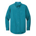 A teal green Port Authority long sleeve dress shirt for men.