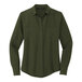 A Mercer+Mettle long sleeve green camp blouse with a white background.