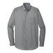 A Port Authority extra small unisex long sleeve grey poplin dress shirt.