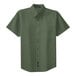 A Port Authority clover green short sleeve dress shirt with a button up collar.