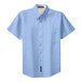 A light blue Port Authority short sleeve button-down dress shirt with a pocket in the light stone color.