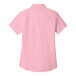 The back of a Port Authority light pink short sleeve dress shirt.
