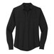 A Mercer+Mettle black long sleeve button down camp blouse.