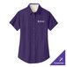 A purple Port Authority dress shirt with white text.