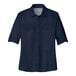 A dark blue Port Authority short sleeve shirt for women.