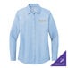 A Brooks Brothers women's long sleeve light blue dress shirt.