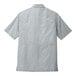 The back view of a Port Authority short sleeved shirt with a grey crosshatch plaid pattern.