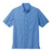 A blue and white plaid Port Authority short sleeve shirt.