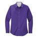 A purple Port Authority ladies' long sleeve dress shirt in poplin fabric.