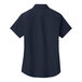 A Port Authority women's short sleeve navy and light stone poplin shirt.
