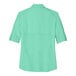 The back view of a bright seafoam green short sleeve shirt.