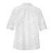 The back view of a white Port Authority short sleeve shirt with a collar.