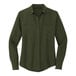 A Mercer+Mettle long sleeve green blouse with a button down front.