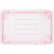 A clear plastic container with red trim.